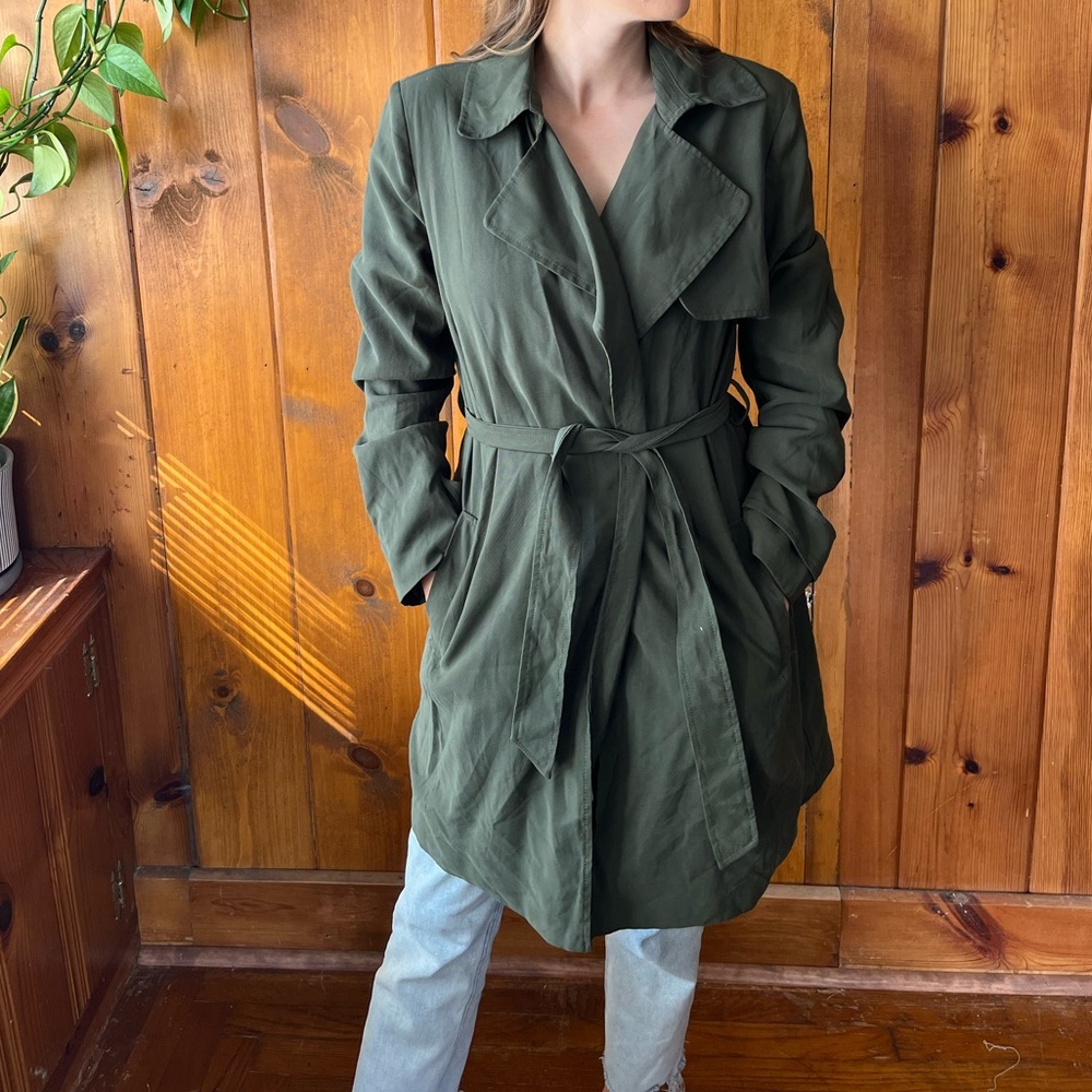 Banana Republic Factory Green Trenchcoat- Size Small